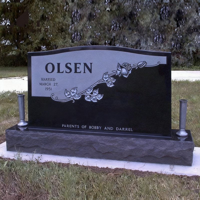 Svart-vit kontrastrosa-mönster marmor gravsten