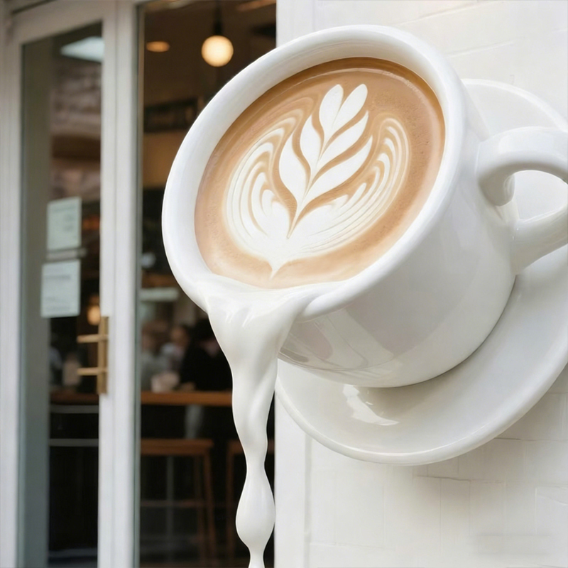 Glasfiber flytande kaffekopp dekorativ skulptur