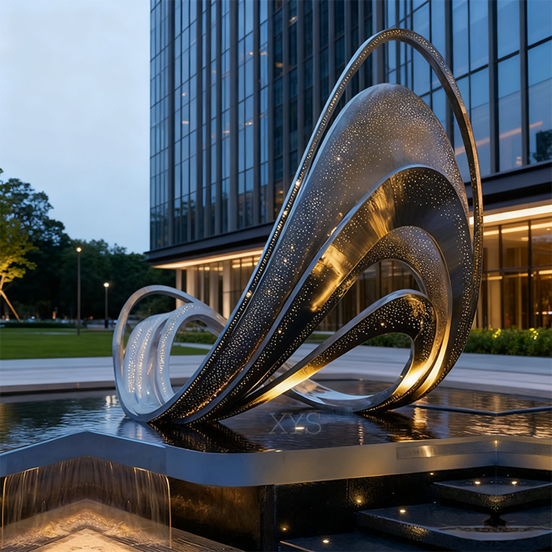Starlit Wave Illuminated Openwork Water Feature Skulptur