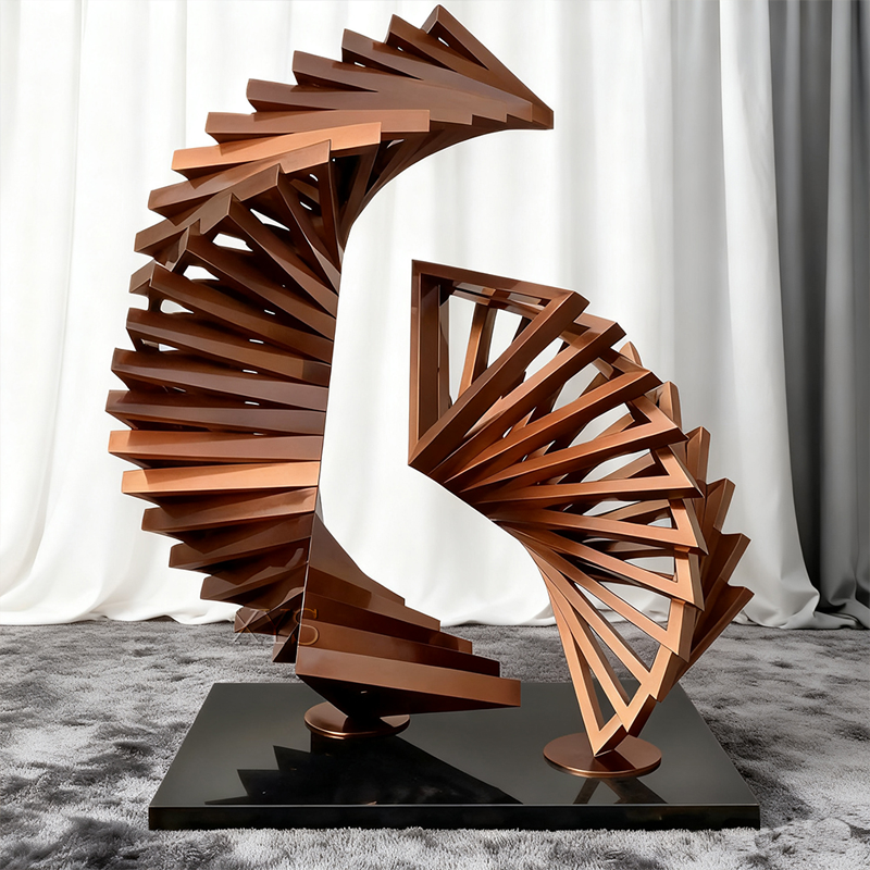 Brons spiral abstrakt skiktad skiva skulptur