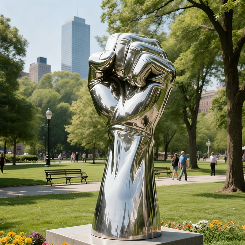 Iron Fist United Spegel Skulptur i rostfritt stål