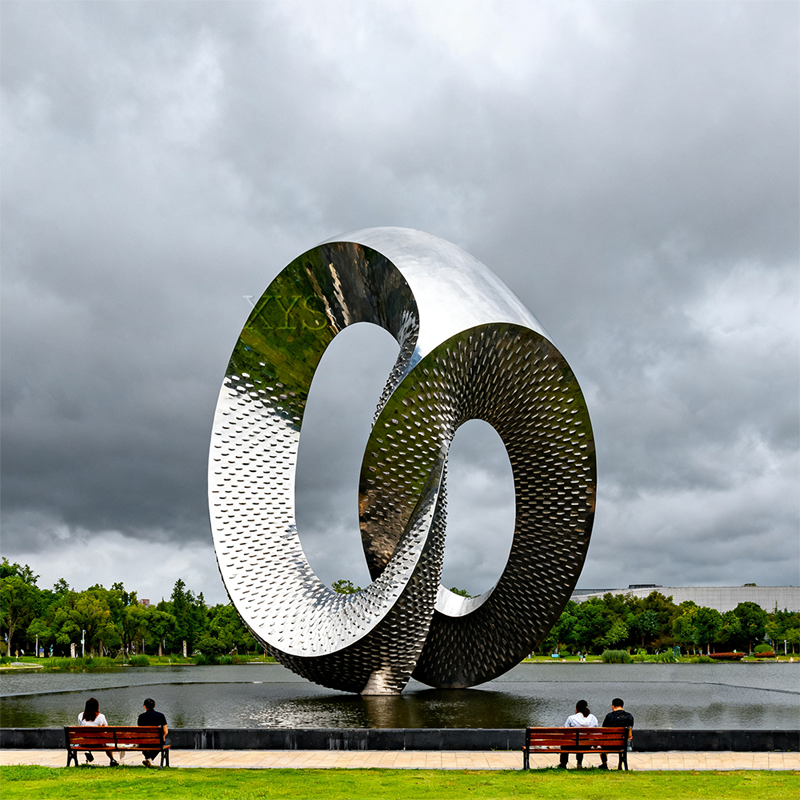 Mobius Loop Dual-Ring sammanflätad Skulptur