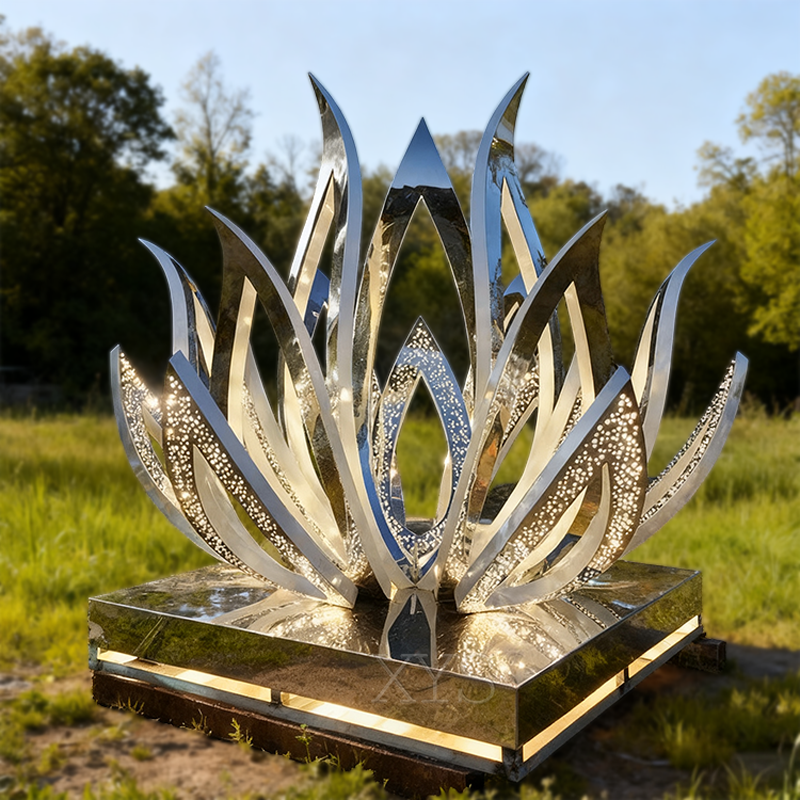 Lotus of Light Spegel Upplyst Lotusskulptur