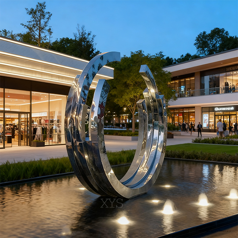Ring av reflektioner Spegel Vatten Feature Skulptur