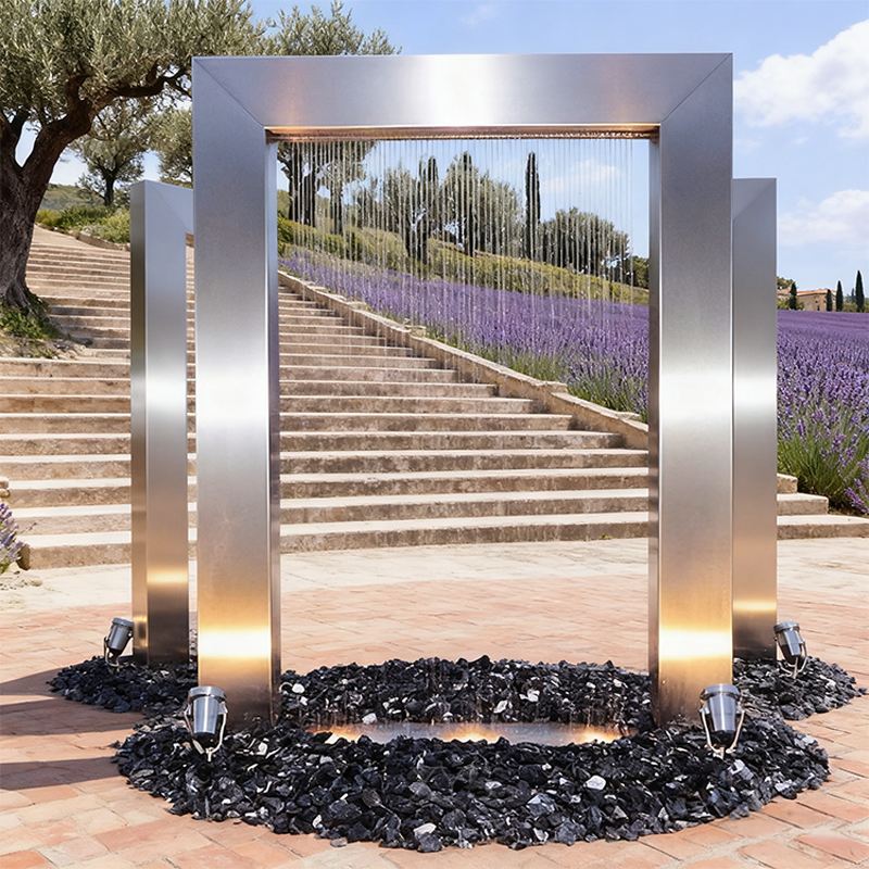 Gateway of Time Vattengardinskulptur i rostfritt stål