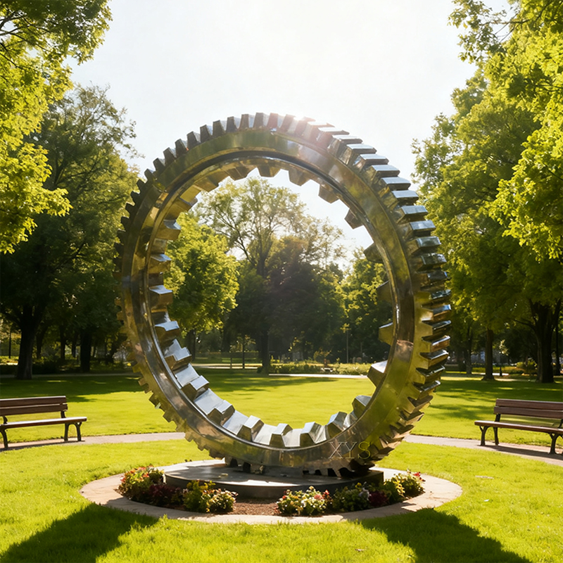Wheel of Industry Gear Sculpture i rostfritt stål