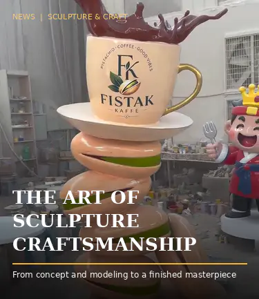 Hur gjuts och målas en märkespistagekaffe i glasfiberskulptur för ett nytt amerikanskt café?